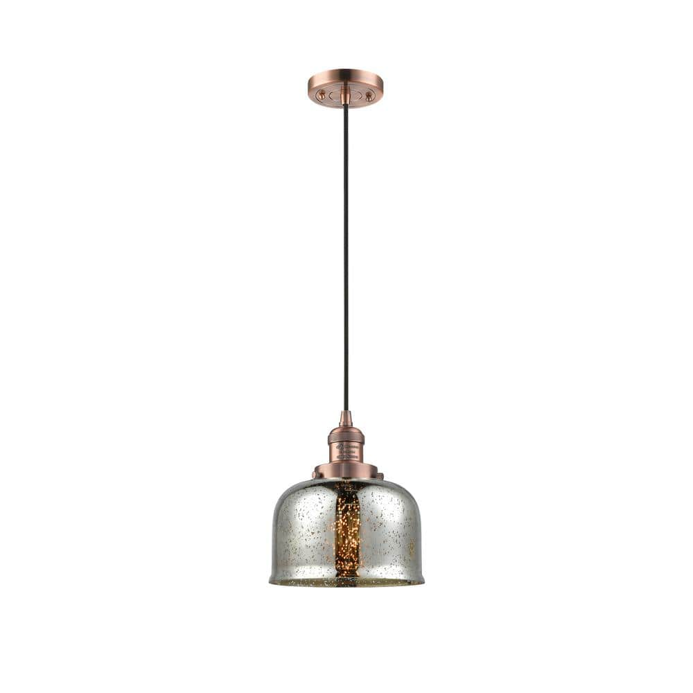 Innovations Bell 1 Light Antique Copper Bowl Pendant Light With Silver   Antique Copper Innovations Pendant Lights 201c Ac G78 64 1000 