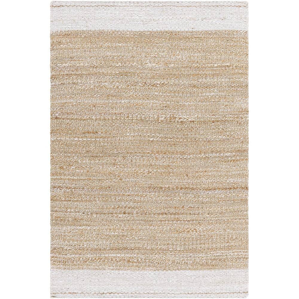 Kamey 9' x 12' Beige and White Flat Woven Synthetic Rug