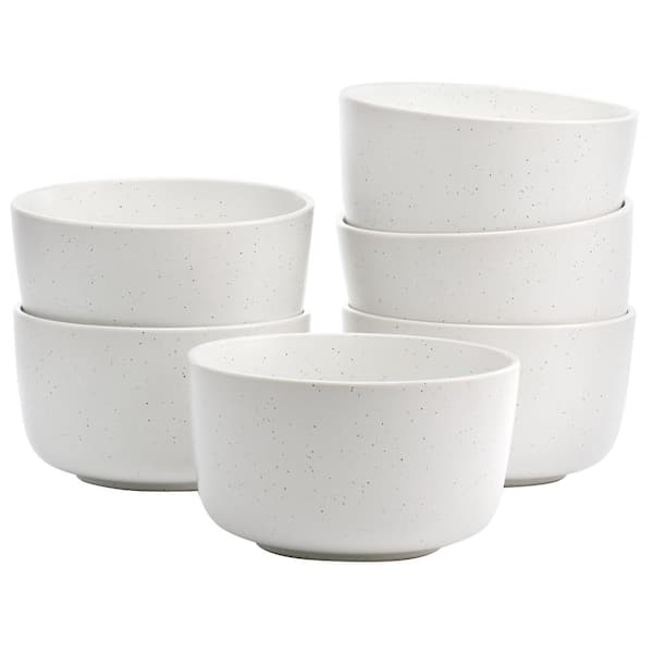 OUR TABLE Landon 24 fl. oz. 5.5 in. Sea Salt White Stoneware Round Bowl (Set of 6)
