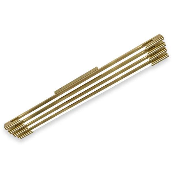 Morgan Home 7 in. Sleek Flush Mount Brushed Brass Light Fixture with Canopy and 4 T5 Bulb Sockets (Bulbs Not Included)