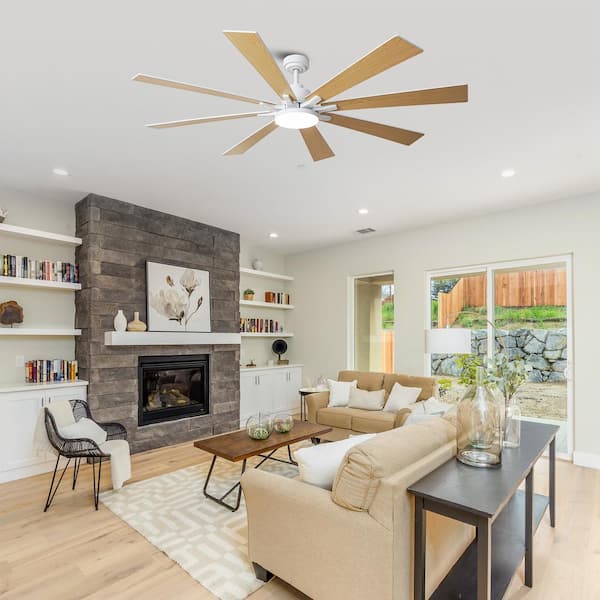 72 in. Indoor Integrated LED Matte White Reversible Ceiling Fan with Light and Remote Control