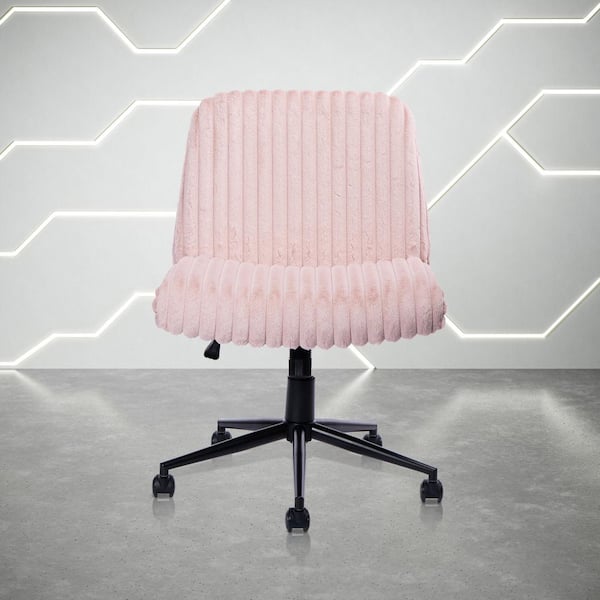 Plush Fabric Adjustable Height Ergonomic Criss Cross Chair in Pink