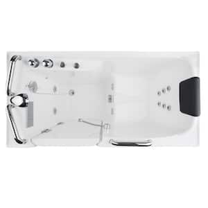 53 in. Left Drain Quick Fill Alcove Rectangular Walk-in Whirlpool Bathtub with Left Side Door in White