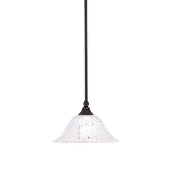 Unbranded Sparta 100-Watt 1-Light Dark Granite Shaded Pendant Mini Pendant Light with Frosted Crystal Glass, No Bulb Included