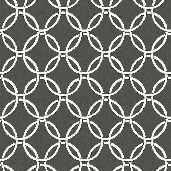 Chesapeake Quelala Black Ring Ogee Wallpaper Sample
