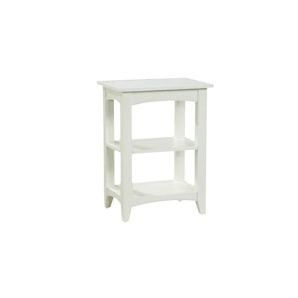 Cottage Charm Ivory Wood Rectangular End Table with Dual Shelves