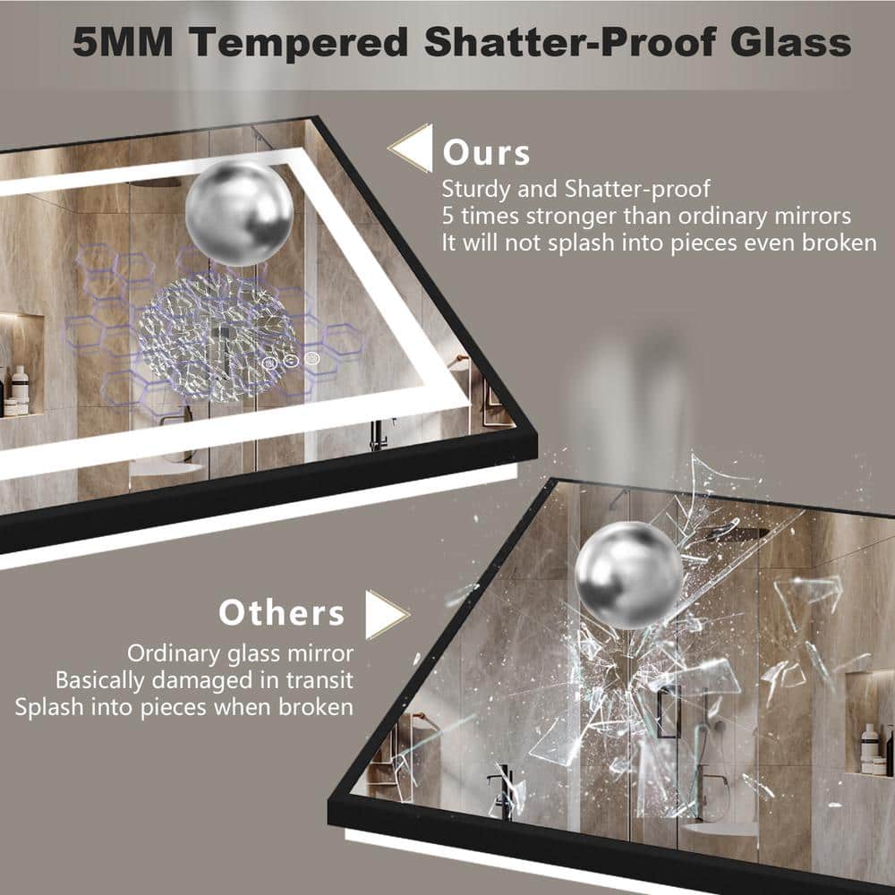 Oversized Matte Black Aluminum Frameless LED Vanity Mirror
