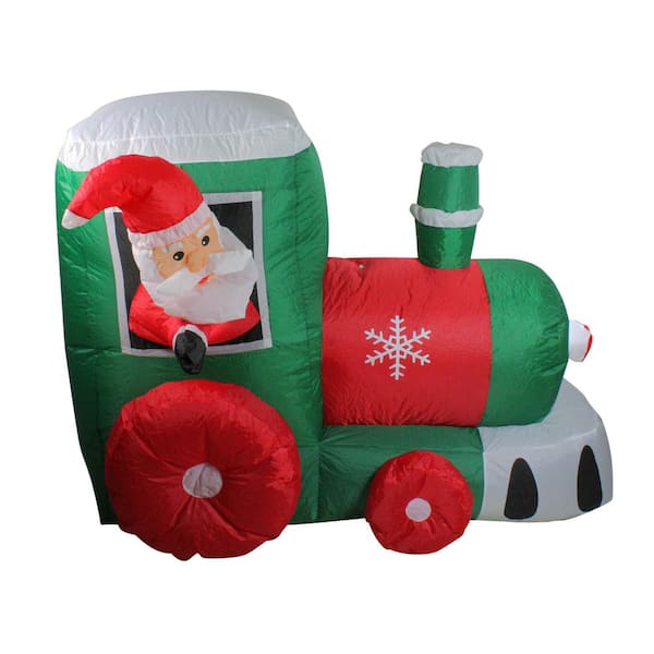 Northlight 4 ft. Inflatable Santa on Locomotive Train Lighted Christmas Yard Art Decoration