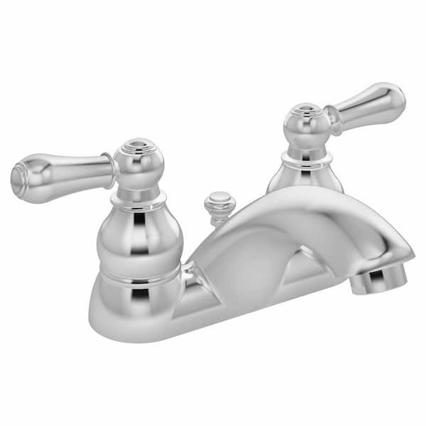Symmons Allura 4 in. Centerset 2-Handle Bathroom Faucet with Drain Assembly in Polished Chrome (1.5 GPM)