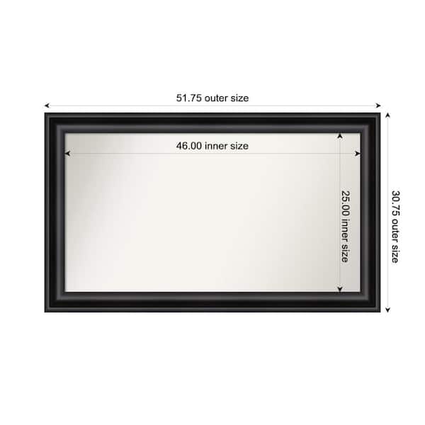 Amanti Art Grand Black 51.75 in. W x 30.75 in. H Custom Non-Beveled Recycled Polystyrene Framed Bathroom Vanity Wall Mirror