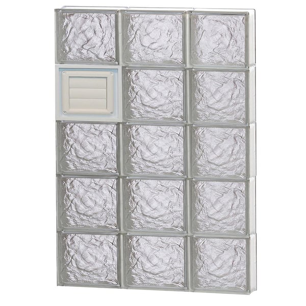 Clearly Secure 23.25 in. x 38.75 in. x 3.125 in. Frameless Ice Pattern Glass Block Window with Dryer Vent