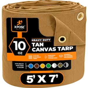 Canvas Heavy Duty 5 ft. W x 7 ft. L Tan 10 oz. Tarp