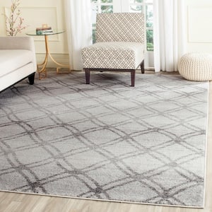 Adirondack Silver/Charcoal 9 ft. x 12 ft. Geometric Distressed Area Rug