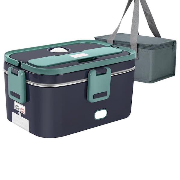 Electric Gray Lunch Box Food Warmer 100W, 1.8L Portable Heated Lunch Box, Work with Stainless Steel Container & Fork