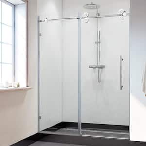56-60 in. W x 76 in. H Frameless Sliding Shower Door in Polished with 3/8 in. Tempred Glass, Stainless Steel Hardware