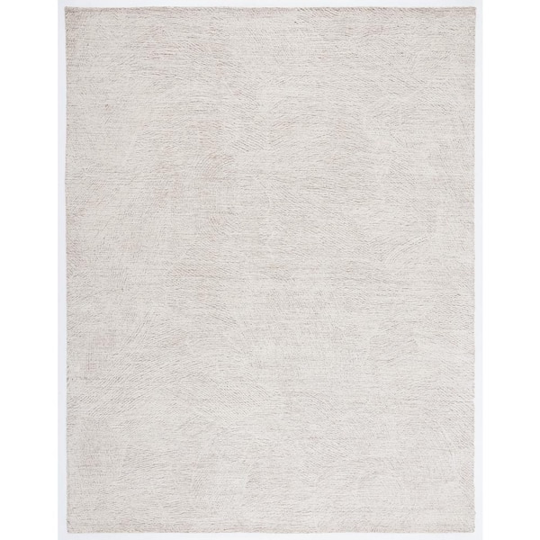 Metro Natural/Ivory 9 ft. x 12 ft. Solid Color Abstract Area Rug