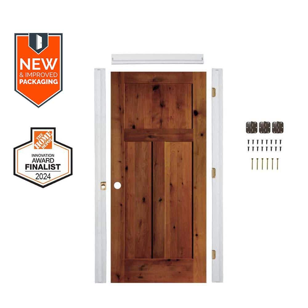 Krosswood Doors 36in.x80in. Craftsman Right-Hand Knotty Alder Red