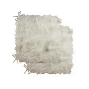 Laredo Off-White Faux Sheepskin Fur Chair Pad (Set of 2)