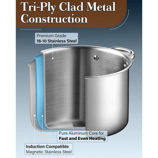 Cook N Home 8 qt. Stainless Steel Stock Pot with Glass Lid 02681