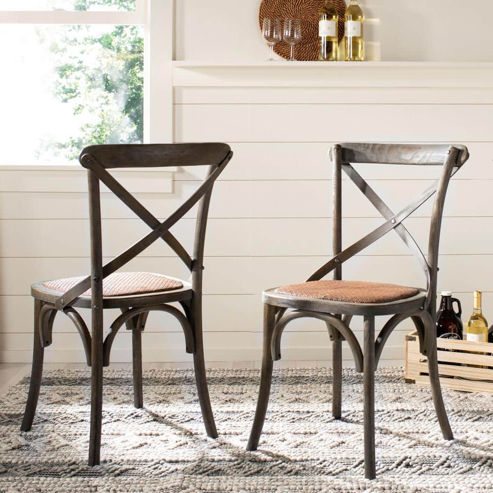 SAFAVIEH Franklin Distressed Colonial Weathered Gray X-Back Dining