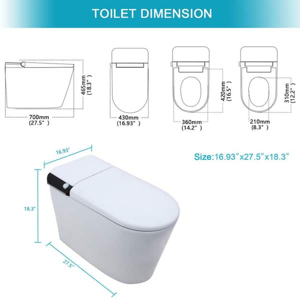 WELLFOR MT2 Elongated Heated Seat Bidet Toilet with Auto Open/Close and Foot Sensor Flush
