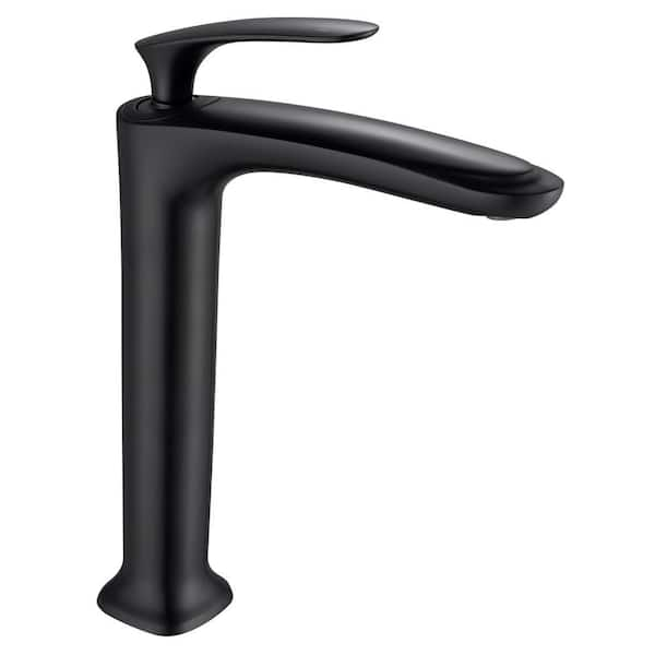 Eisen Home Brianna 11 in. Single-Handle Single-Hole Vessel Bathroom Faucet in Matte Black