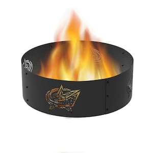 Decorative NHL 36 in. x 12 in. Round Steel Wood Fire Pit Ring - Columbus Blue Jackets