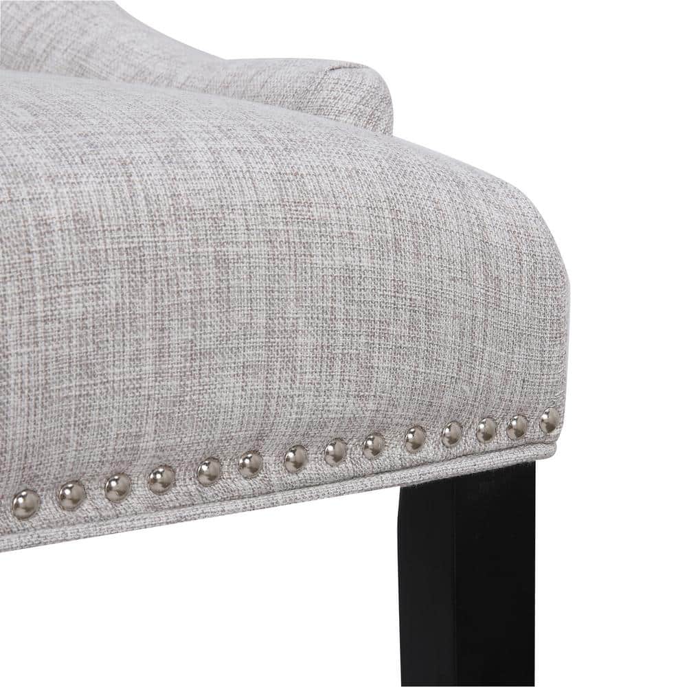 Light Gray Linen Upholstered Wood Side Chair