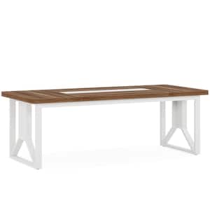 74.8 in. Rectangular Brown Wood Desk with Metal Legs