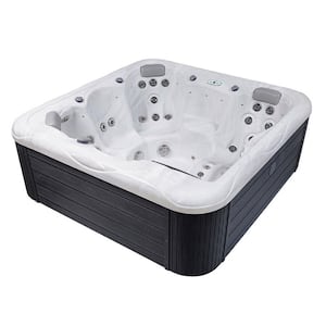 New York 6-Person Standard Hot Tub - 49-Jets LED Lighting, Ozone Generator; Sterling Silver Grey; Includes Hot Tub Cover