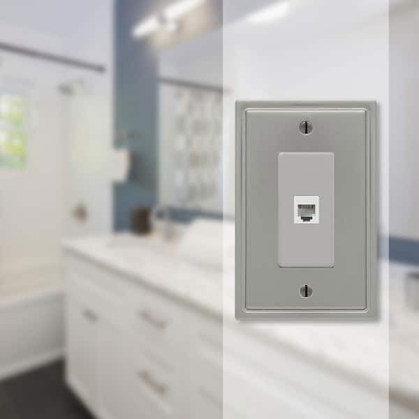 Moderne 1 Gang Phone Steel Wall Plate - Brushed Nickel