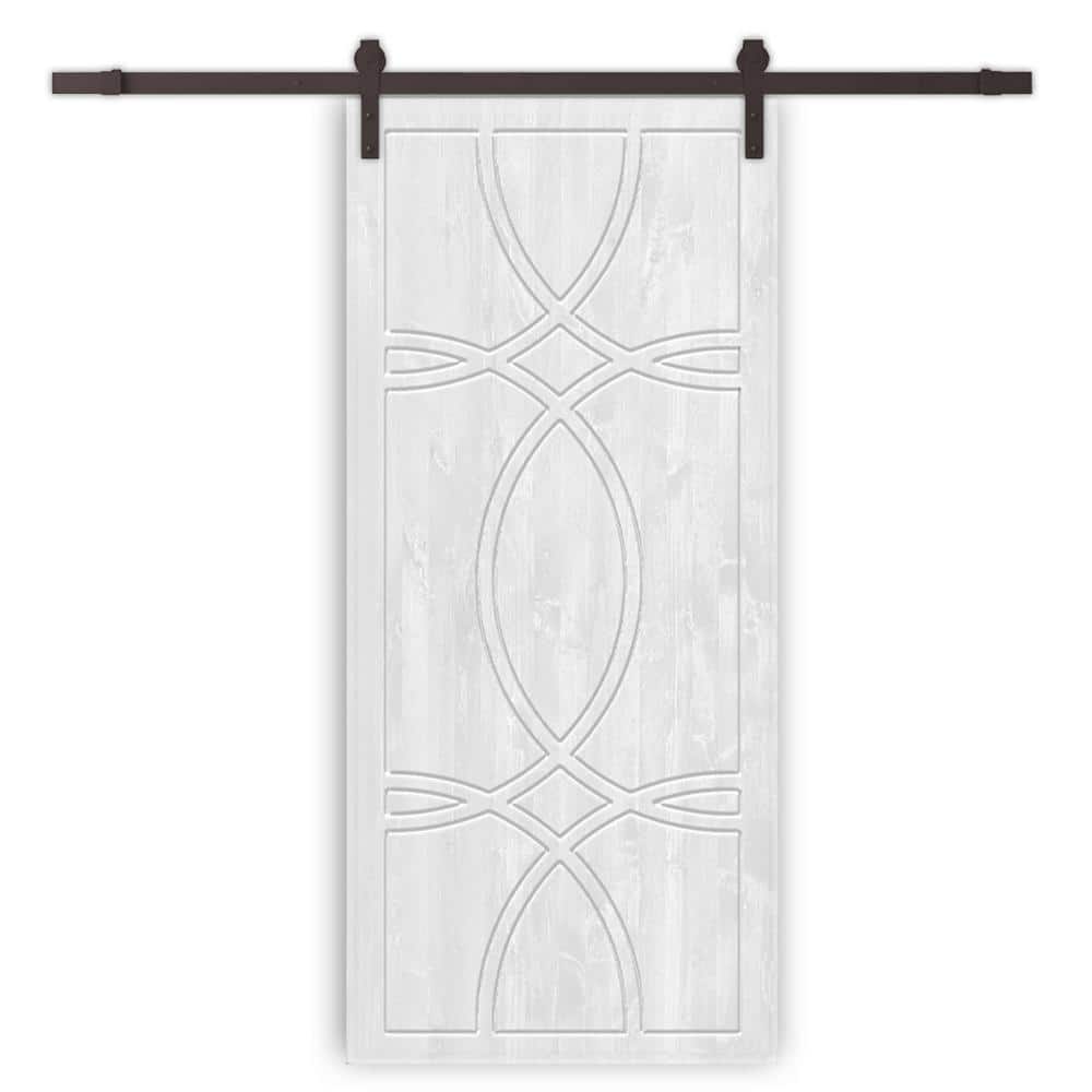 36 in. x 96 in. White Stained Pine Wood Modern Interior Sliding Barn Door with Hardware Kit price history on PriceWatchPro