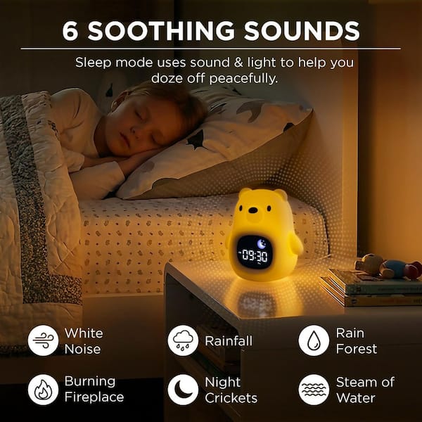 USB Operated Squishy Bear Clock with Sounds Multi-Color Integrated