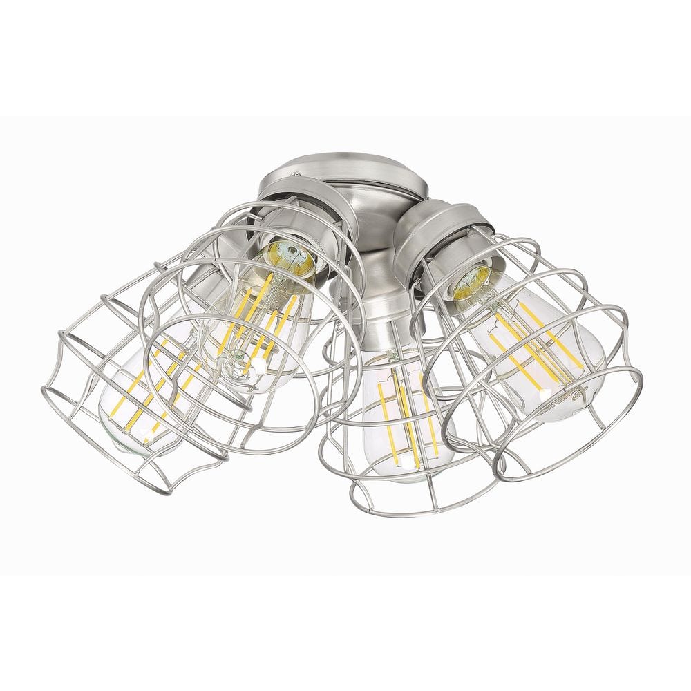 Unity 4-Light Indoor/Outdoor Brushed Polished Nickel Finish 3000K Universal LED Ceiling Fan Light Kit with Caged Frame price history on PriceWatchPro
