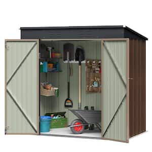 6 ft. W x 4 ft. D Brwon Slanted-Roof Shed Galvanized Metal Shed for Outdoor Storage 24 sq. ft.