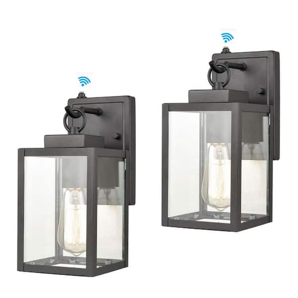 CLAXY 17 in. Black Outdoor Hardwired Lantern Wall Sconce with No Bulbs Included