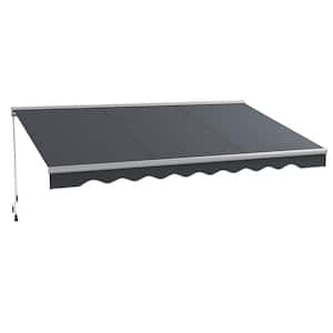 10 ft. x 16.5 ft. Dark Gray Electric Retractable Awning with Remote Controller and Crank Handle