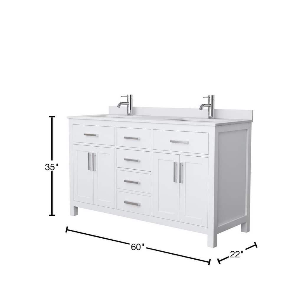 Beckett 60" White Freestanding Double Bathroom Vanity with Cultured Marble Top