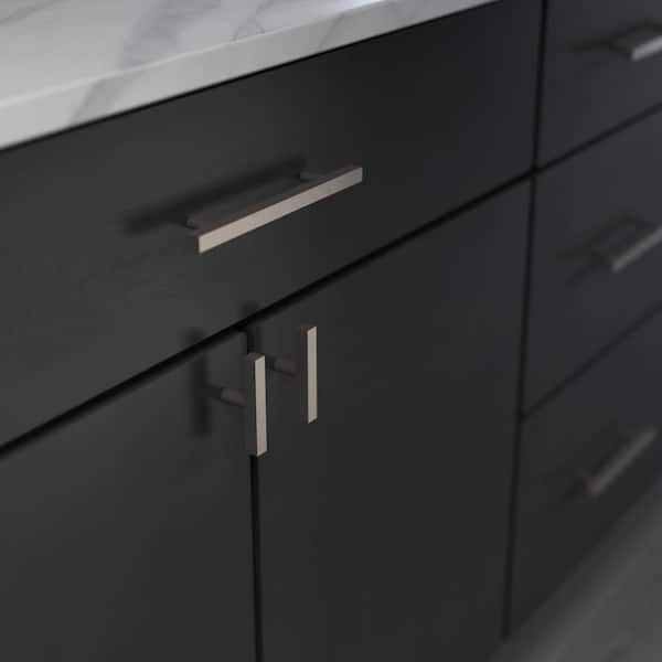 Square Bar 3 in. (76 mm) Satin Nickel Elongated Bar Cabinet Knob