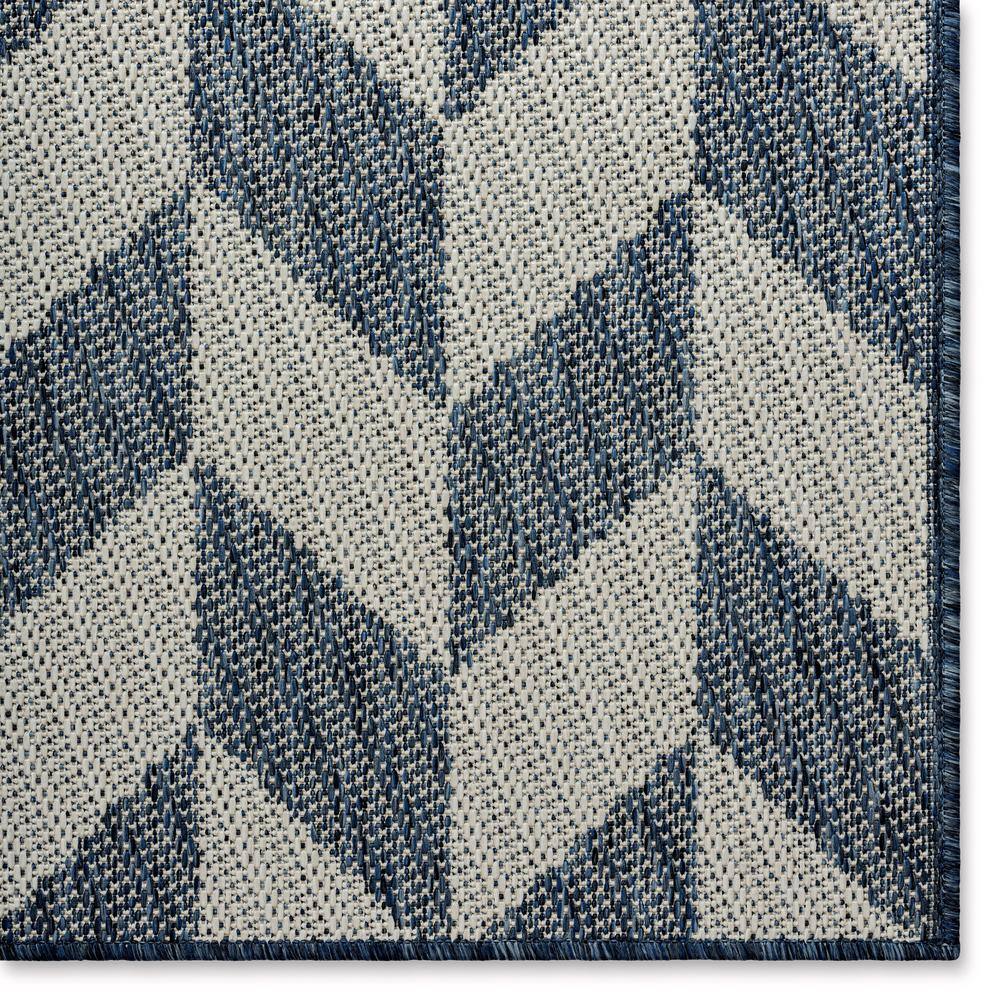 Blue and Cream Geometric 8' x 10' Synthetic Indoor/Outdoor Rug