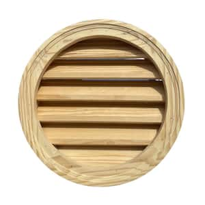 18 in. x 18 in. Round Pine Wood Built-in Screen Vent with Brickmould Trim Gable Vent