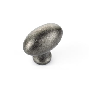 Laurier Collection 1-9/16 in. (40 mm) x 7/8 in. (22 mm) Pewter Traditional Cabinet Knob