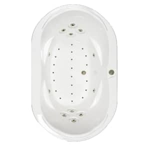 73 in. Acrylic Oval Drop-in Air and Whirlpool Bath Bathtub in Biscuit