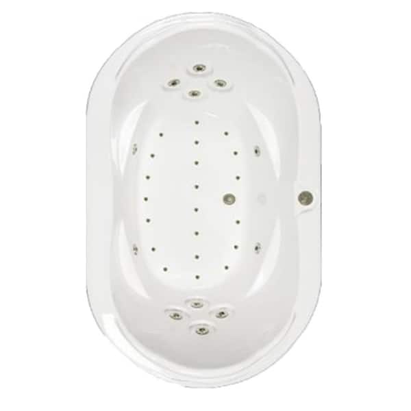 Comfortflo Premier 73 in. x 43 in. Acrylic Oval Drop-in Whirlpool and Air Bathtub with Center Drain in Bone
