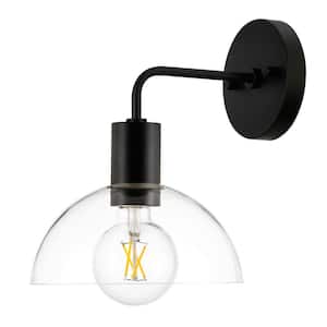 Coubra 5 in. Black Wall Sconce with Clear Glass Shade