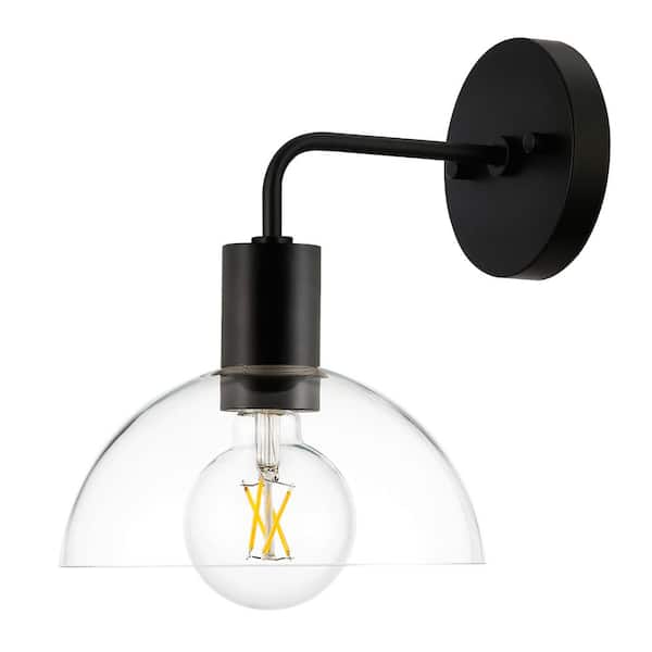 Light Society Coubra 5 in. Black Wall Sconce with Clear Glass Shade