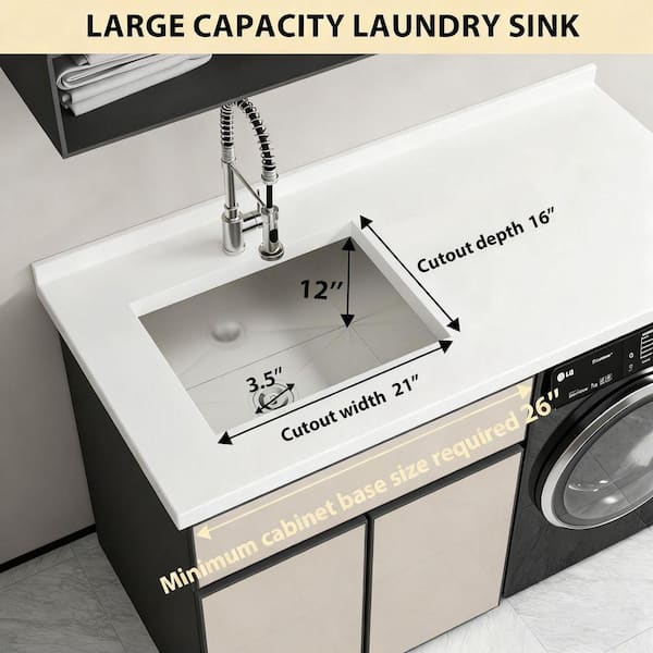 Logmey 23 in. x 18 in. x 12 in. 16-Gauge Undermount Single Bowl