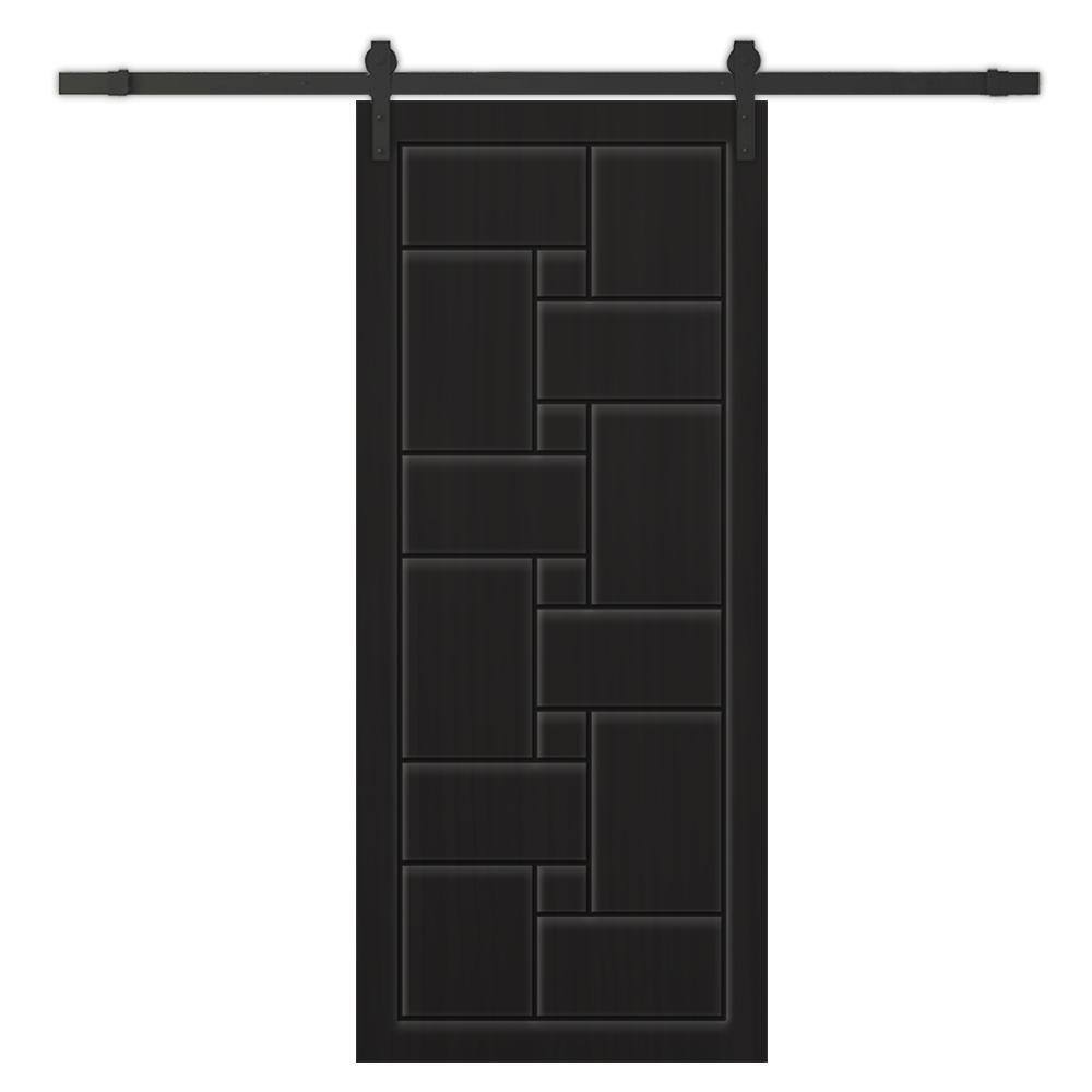 42 in. x 96 in. Black Painted Composite MDF Paneled Interior Sliding Barn Door with Hardware Kit price history on PriceWatchPro