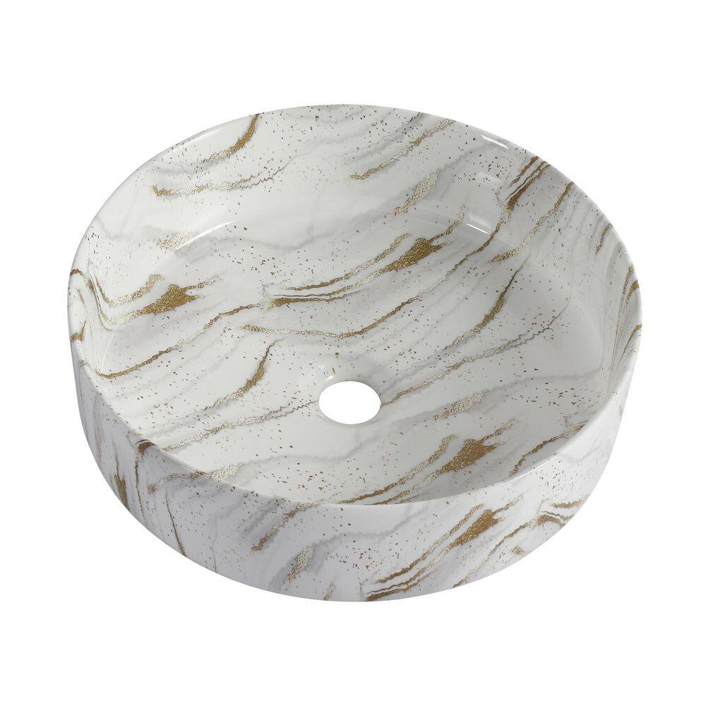 16 in. Bathroom Round Ceramic Vessel Sink in White Gold price history on PriceWatchPro