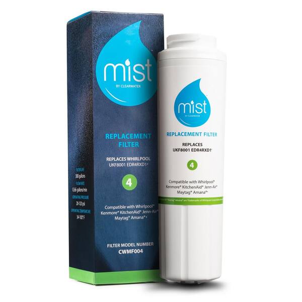 Clearwater Filters Mist Ukf8001 Compatible With Whirlpool Maytag 4396395 Edr4rxd1 Filter 4 Kenmore 46 9005 Refrigerator Water Filter Cwmf004 The Home Depot
